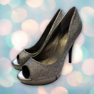 GUESS Women’s Sexy Peep Toe Glitter Stilettos Heels Shoes Size 8.5